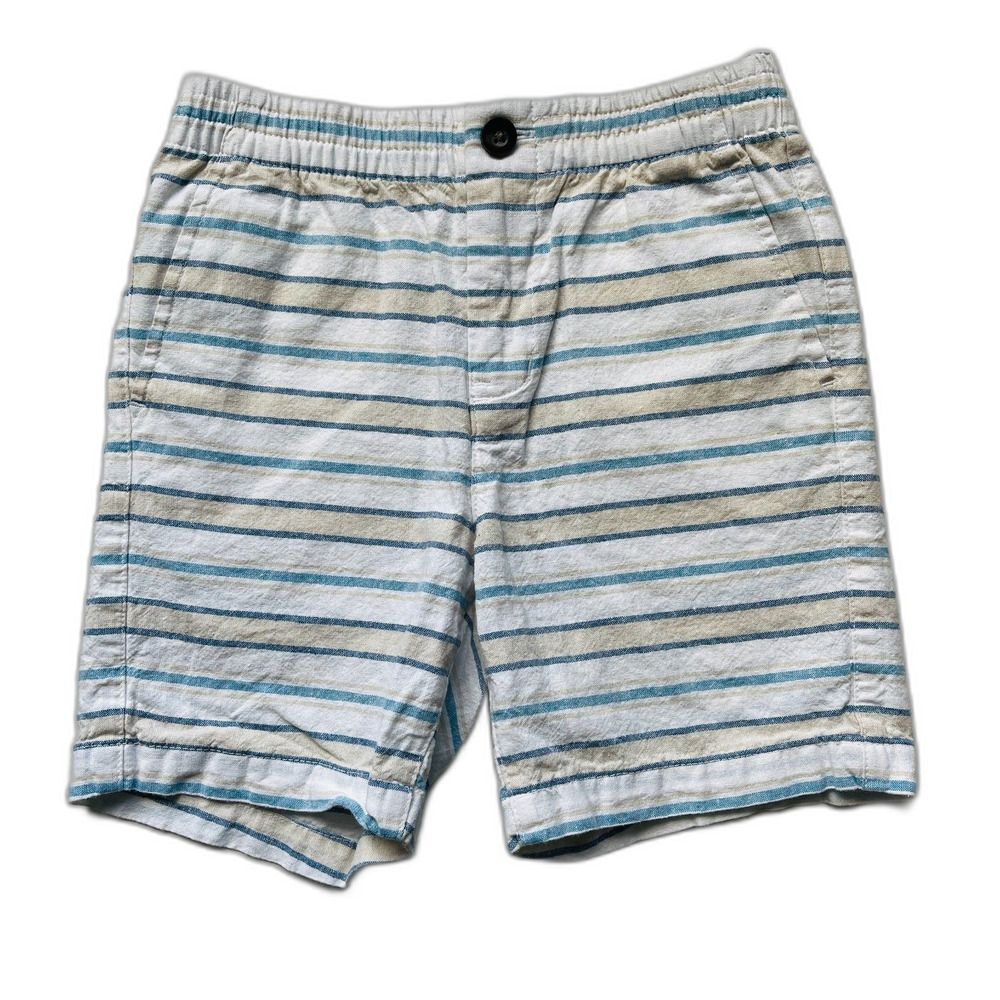 Janie and Jack Striped Linen-Cotton Pull-On Short White Stripe Size 5